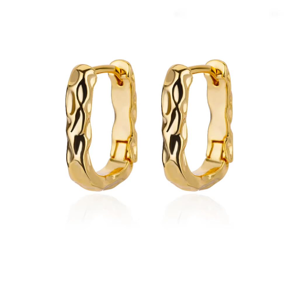 U Shape Hoop Earrings for Women Smooth Gold Color Stainless Steel Earrings Female Classic Statement Wedding Ear Jewelry Aretes