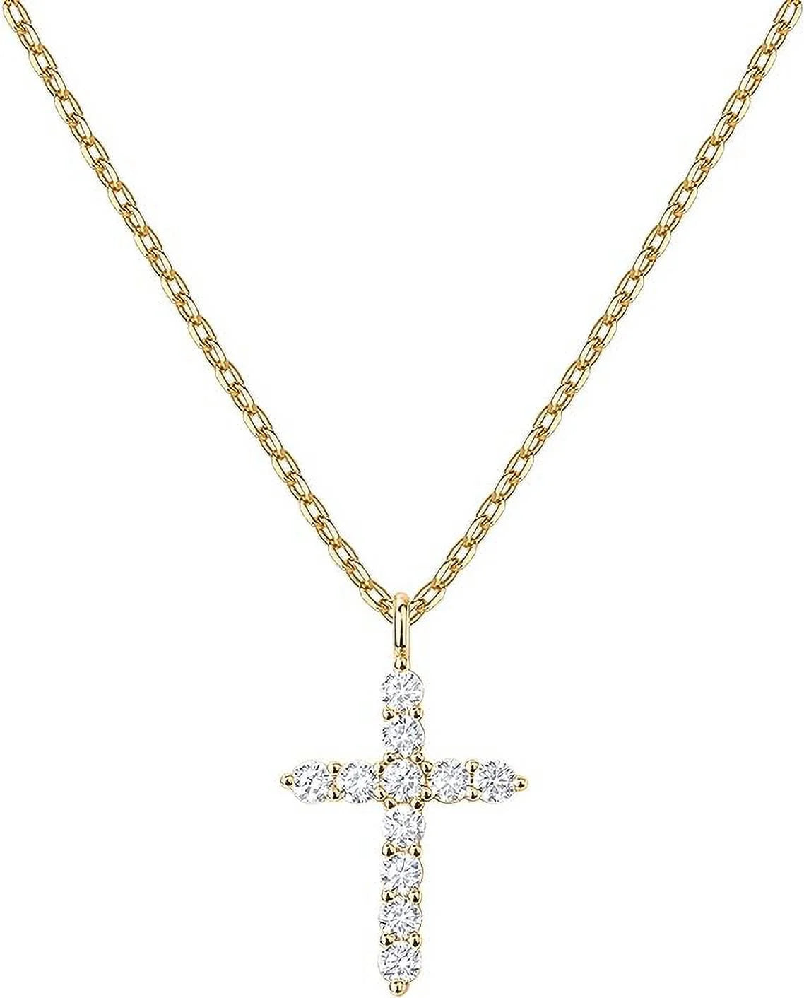 14K Yellow Gold Plated Cross Necklace for Women | Cross Pendant | Gold Necklaces for Women