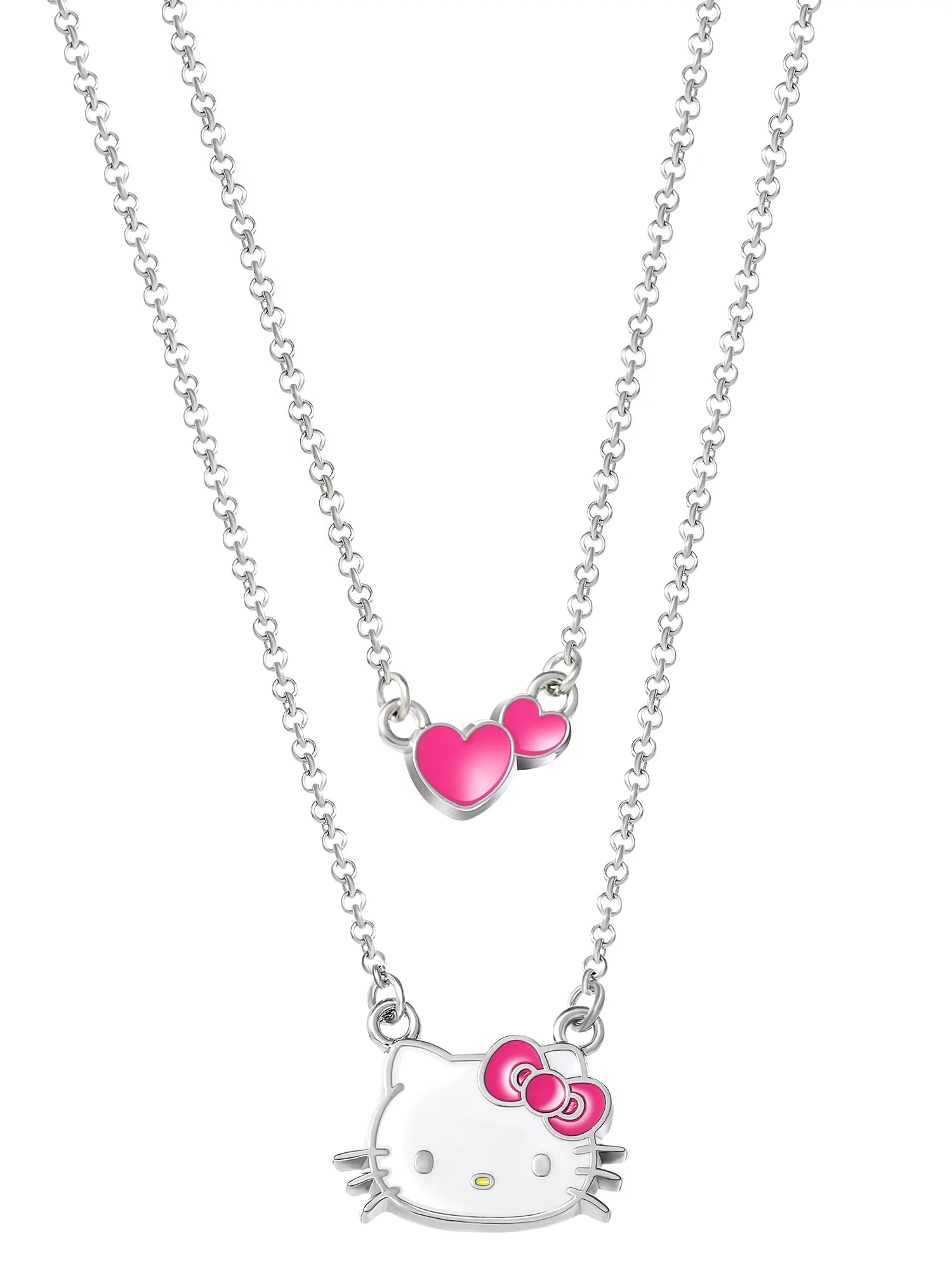 Sanrio Girl'S/Tween  Silver-Tone Enamel Hearts Double Necklace